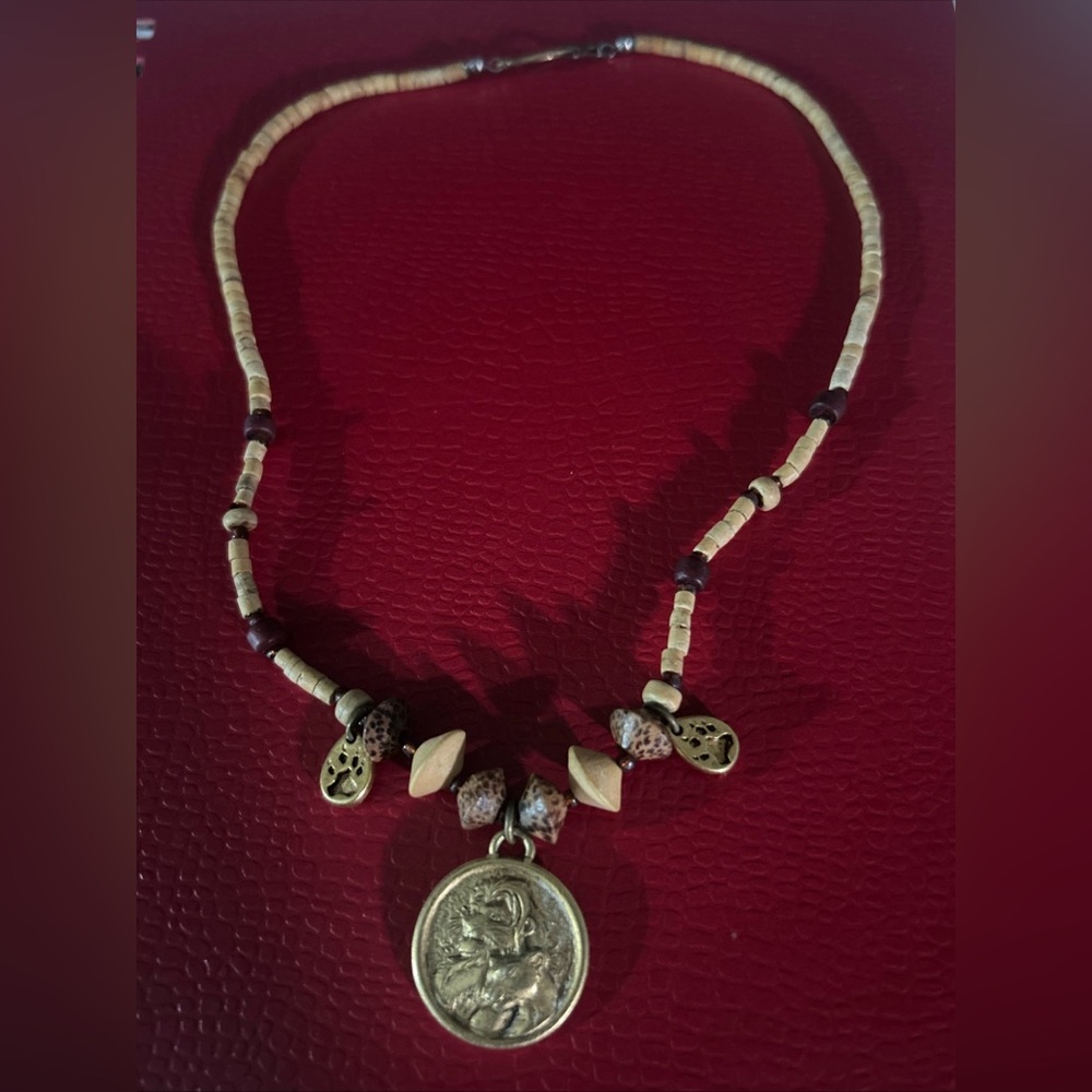 DISNEY Lion King Brown Red Bead Pendant Necklace